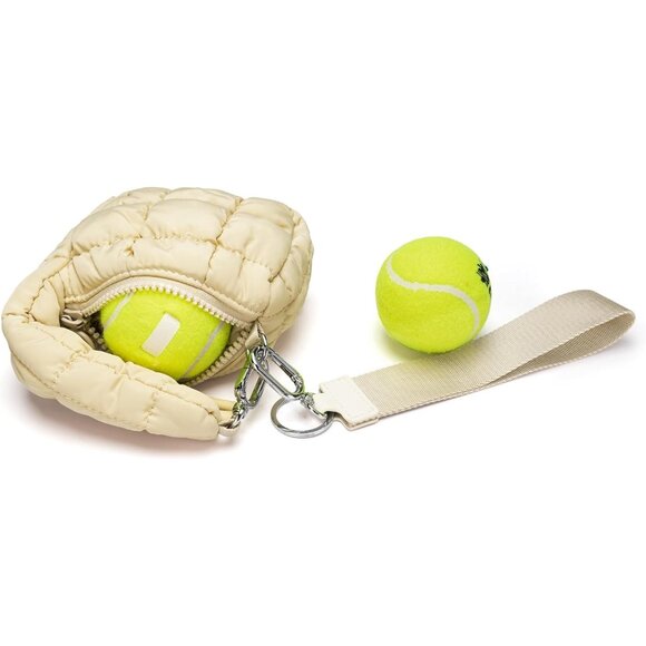 Women's Tan Mini Quilted Wristlet Pouch Cute Charm Gift Puffer Evening Handbag - Picture 6 of 7